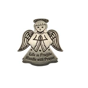CAMCO Pewter Angel Visor Clip Life is Fragile Prayer Religious Car Accessory